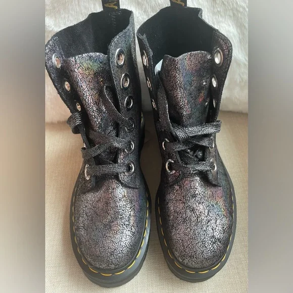 Dr. Martens Molly Platform Suede Speckled Irredescent Boot, Size 7 US L, 38 EU - Picture 4 of 14